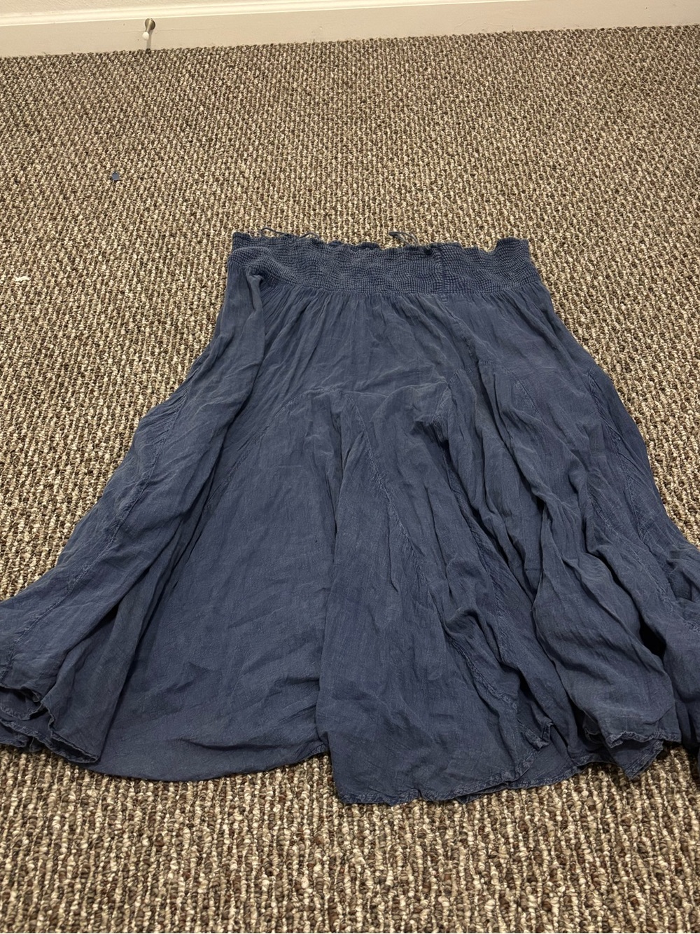 Women's Dark Blue Smocked Waist Circle Skirt